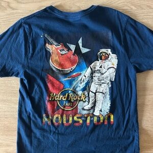 Hard Rock Cafe Houston Navy Tee with Astronaut and Guitar size Large